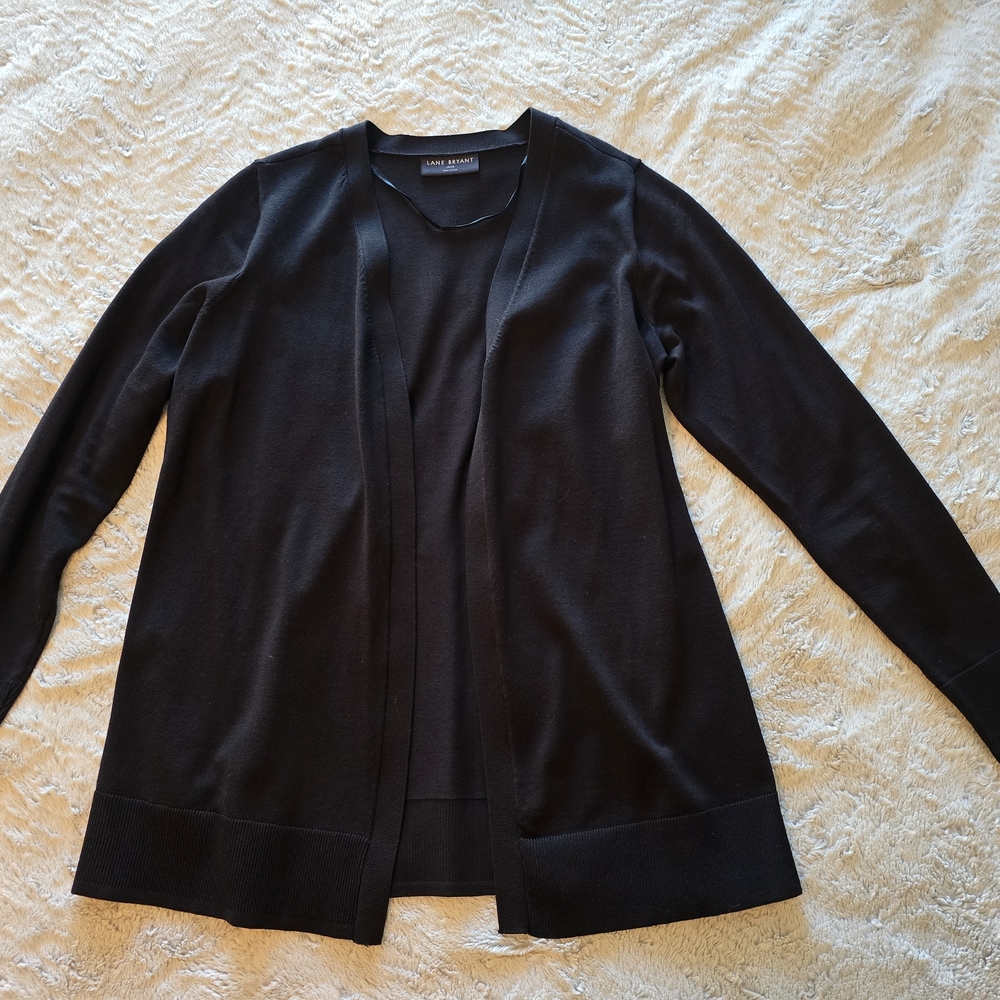Lane Bryant Black Lightweight Open Front Cardigan